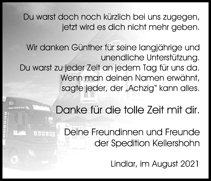  Traueranzeige für Günther  vom 07.08.2021 aus Kölner Stadt-Anzeiger / Kölnische Rundschau / Express