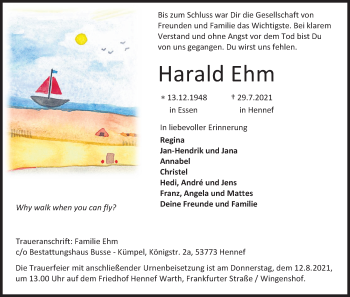 Anzeige von Harald Ehm von Kölner Stadt-Anzeiger / Kölnische Rundschau / Express