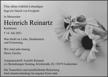 Anzeige von Heinrich Reinartz von  Blickpunkt Euskirchen 
