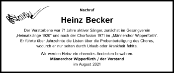 Anzeige von Heinz Becker von Kölner Stadt-Anzeiger / Kölnische Rundschau / Express