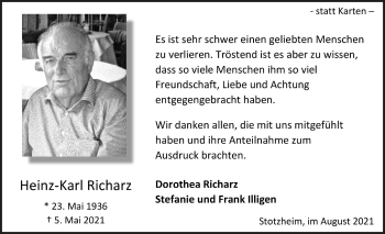 Anzeige von Heinz-Karl Richarz von  Blickpunkt Euskirchen 