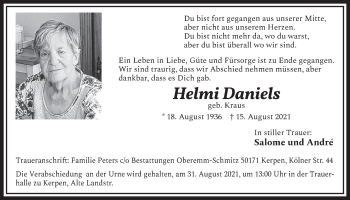 Anzeige von Helmi Daniels von  Werbepost 