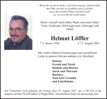 Anzeige von Helmut Löffler von Kölner Stadt-Anzeiger / Kölnische Rundschau / Express