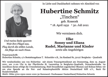 Anzeige von Hubertine Schmitz von  Werbepost 