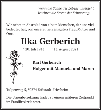 Anzeige von Ilka Gerberich von  Werbepost 