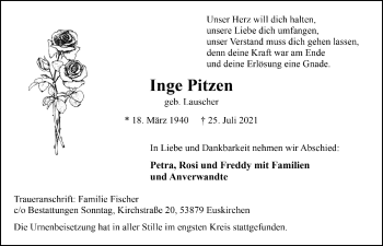 Anzeige von Inge Pitzen von  Blickpunkt Euskirchen 