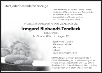 Anzeige von Irmgard Riebandt-Tendieck von  Werbepost 