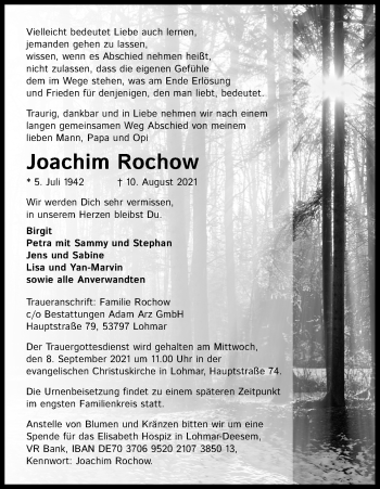 Anzeige von Joachim Rochow von Kölner Stadt-Anzeiger / Kölnische Rundschau / Express