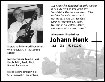 Anzeige von Johann Henk von  Blickpunkt Euskirchen 