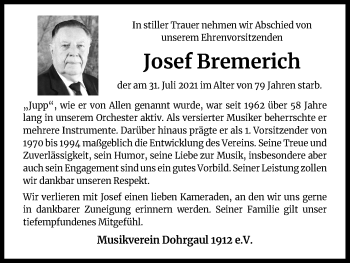 Anzeige von Josef Bremerich von Kölner Stadt-Anzeiger / Kölnische Rundschau / Express