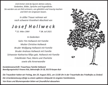 Anzeige von Josef Hollweck von  Werbepost 