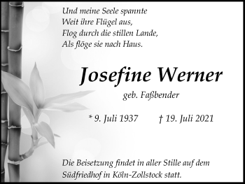 Anzeige von Josefine Werner von Kölner Stadt-Anzeiger / Kölnische Rundschau / Express