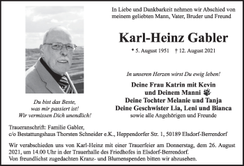 Anzeige von Karl-Heinz Gabler von  Werbepost 