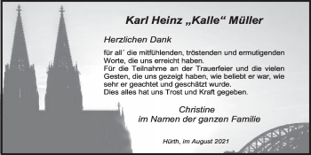 Anzeige von Karl Heinz Müller von  Wochenende 