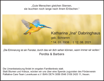 Anzeige von Katharina Dabringhaus von Kölner Stadt-Anzeiger / Kölnische Rundschau / Express
