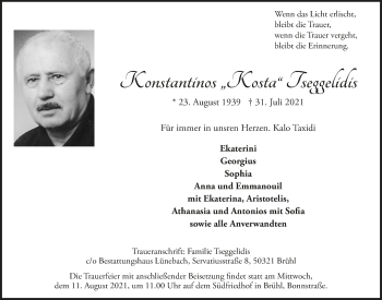 Anzeige von Konstantinos Tseggelidis von  Schlossbote/Werbekurier 