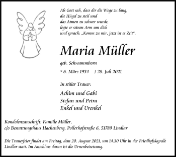 Anzeige von Maria Müller von  Anzeigen Echo 