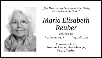 Anzeige von Maria Elisabeth Reuber von Kölner Stadt-Anzeiger / Kölnische Rundschau / Express