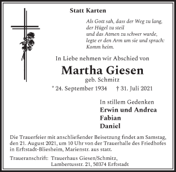 Anzeige von Martha Giesen von  Werbepost 