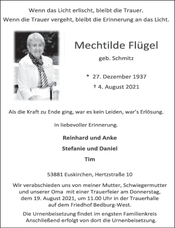 Anzeige von Mechtilde Flügel von  Werbepost 