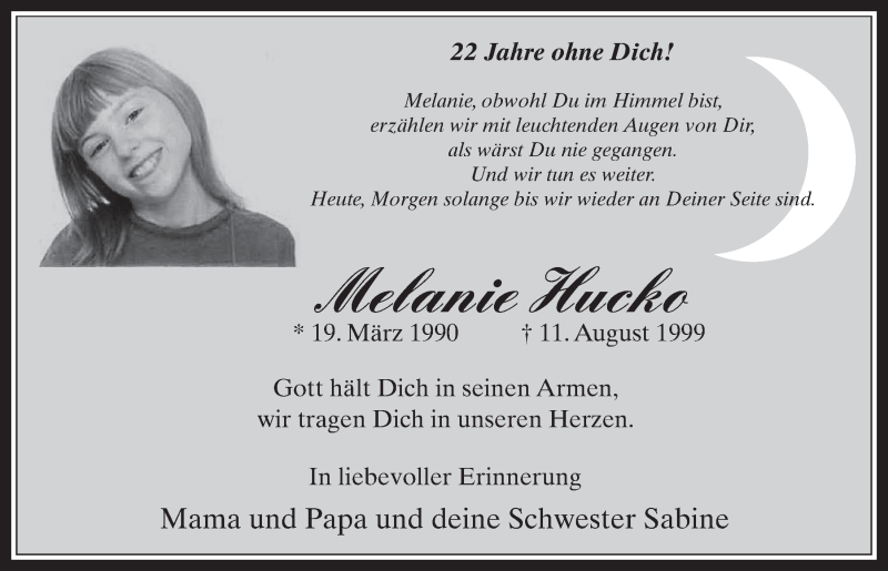  Traueranzeige für Melanie Hucko vom 18.07.2023 aus  Werbepost 
