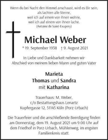 Anzeige von Michael Weber von  Kölner Wochenspiegel 
