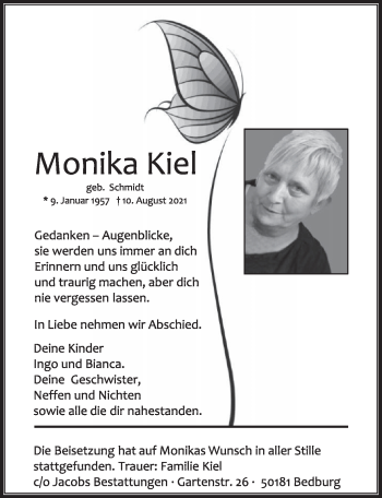 Anzeige von Monika Kiel von  Werbepost 