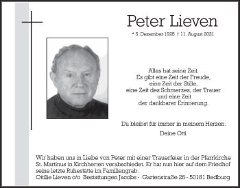 Anzeige von Peter Lieven von  Werbepost 
