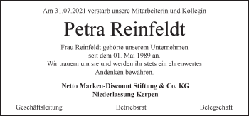 Anzeige von Petra Reinfeldt von  Werbepost 