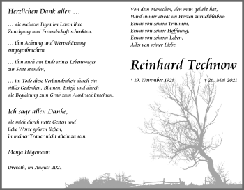 Anzeige von Reinhard Technow von Kölner Stadt-Anzeiger / Kölnische Rundschau / Express