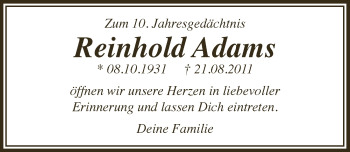 Anzeige von Reinhold Adams von  Lokale Informationen 