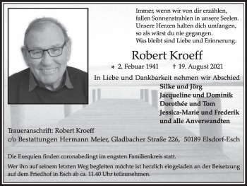 Anzeige von Robert Kroeff von  Werbepost 