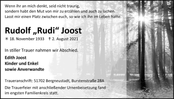 Anzeige von Rudolf Joost von  Anzeigen Echo 