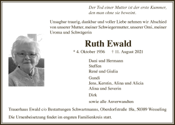 Anzeige von Ruth Ewald von  Schlossbote/Werbekurier 