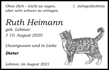 Anzeige von Ruth Heimann von Kölner Stadt-Anzeiger / Kölnische Rundschau / Express