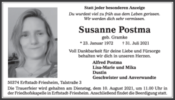 Anzeige von Susanne Postma von  Werbepost 