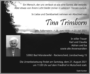 Anzeige von Tina Trimborn von  Blickpunkt Euskirchen 
