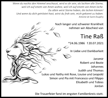 Anzeige von Tine Raß von Kölner Stadt-Anzeiger / Kölnische Rundschau / Express