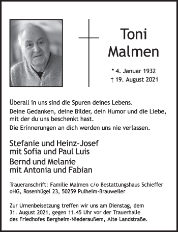 Anzeige von Ton Malmen von  Werbepost 