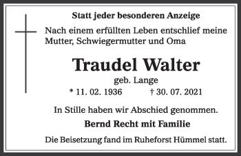 Anzeige von Traudel Walter von  Werbepost 