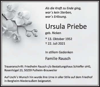 Anzeige von Ursula Priebe von  Werbepost 