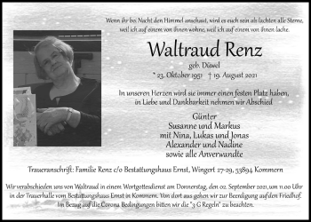 Anzeige von Waltraud Renz von  Blickpunkt Euskirchen 