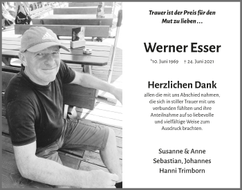 Anzeige von Werner Esser von  Blickpunkt Euskirchen 