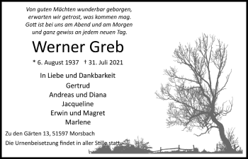 Anzeige von Werner Greb von  Lokalanzeiger 