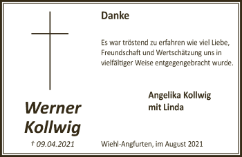 Anzeige von Werner Kollwig von  Anzeigen Echo 
