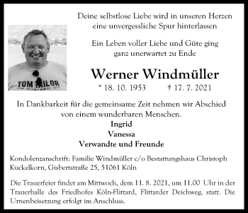 Anzeige von Werner Windmüller von Kölner Stadt-Anzeiger / Kölnische Rundschau / Express