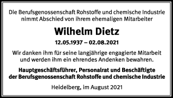Anzeige von Wilhelm Dietz von Kölner Stadt-Anzeiger / Kölnische Rundschau / Express