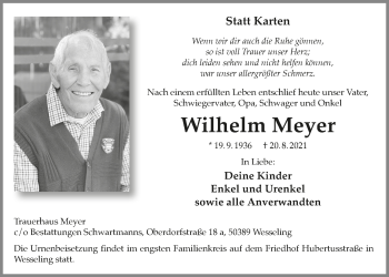 Anzeige von Wilhelm Meyer von  Schlossbote/Werbekurier 