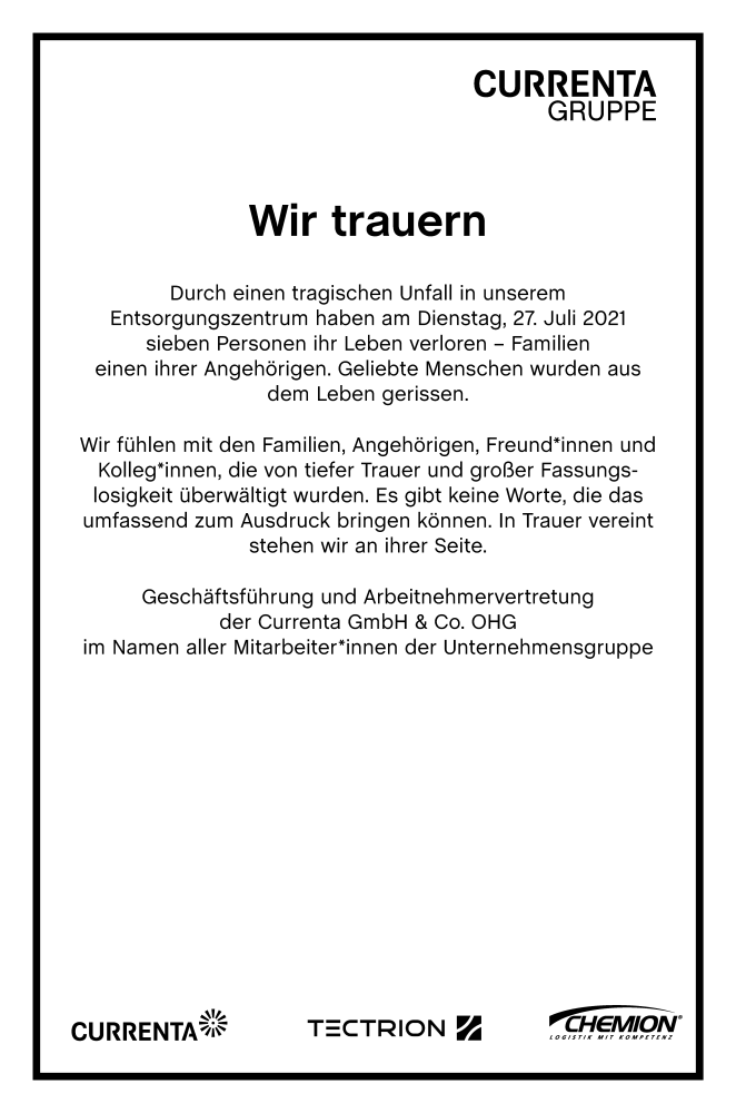  Traueranzeige für Wir trauern vom 14.08.2021 aus Kölner Stadt-Anzeiger / Kölnische Rundschau / Express