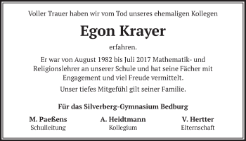 Anzeige von Egon Krayer von  Werbepost 